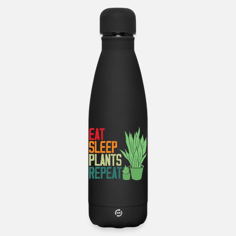 Eat Sleep Plants Repeat Plant Lover - Matte Thermosflasche 500 ml - Schwarz