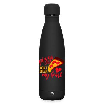 La pizza ne me brisera pas le cœur La nourriture aime l’humour - Bouteille isotherme SOFT TOUCH 500 ml - noir - Devant