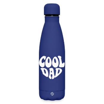 Logo du cœur de papa cool - Couleur personnalisable - Bouteille isotherme SOFT TOUCH 500 ml - bleu foncé  - Devant
