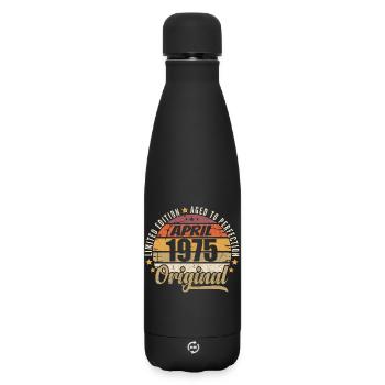 April 1975 Geburtstagsgeschenk - Matte Thermosflasche 500 ml - Schwarz - Vorne