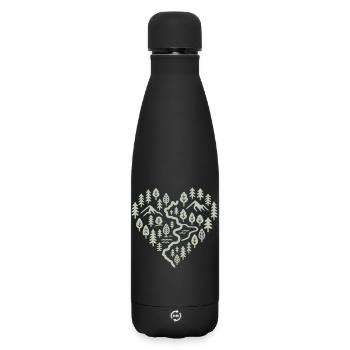 Herz mit Berg- und Waldlandschaft - Matte Thermosflasche 500 ml - Schwarz - Vorne