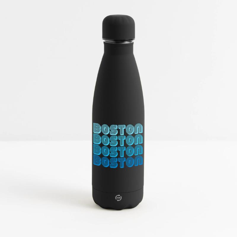 Boston Repeat Pattern Blue Gradient Matte Insulated Water Bottle 500 ml