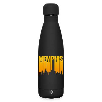 Memphis Skyline Gold Gradient - Matte Insulated Water Bottle 500 ml - black - Front