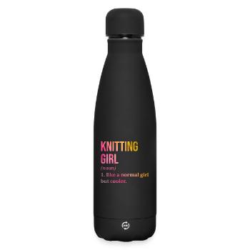 Knitting - Matte Insulated Water Bottle 500 ml - black - Front