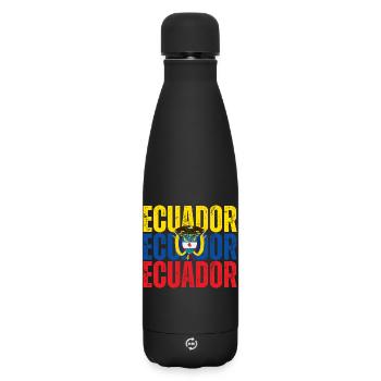 Flagge von Ecuador, ecuadorianischer Stolz - Matte Thermosflasche 500 ml - Schwarz - Vorne