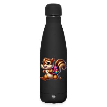 Schulstart mit Streifenhörnchen für Schulanfänger - Matte Thermosflasche 500 ml - Schwarz - Vorne