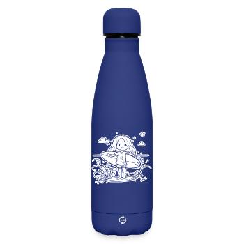 Surferin Mädchen Cartoon - Matte Thermosflasche 500 ml - Dunkelblau  - Vorne
