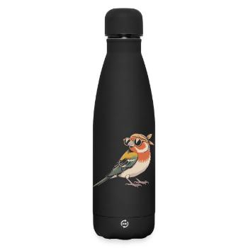 RetroVogel mit Bandana - Matte Thermosflasche 500 ml - Schwarz - Vorne