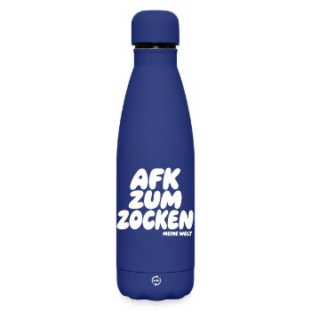 AFK Zum Zocken – Meine Welt - Bouteille isotherme SOFT TOUCH 500 ml - bleu foncé  - Devant