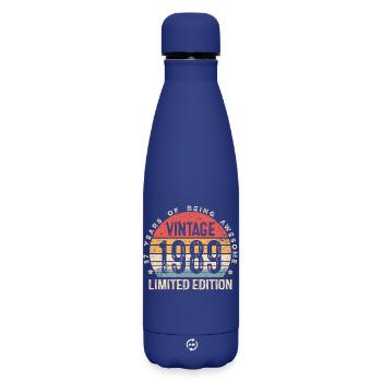 37th Birthday 37 Years Old Man Woman Vintage 1989 - Matte Insulated Water Bottle 500 ml - dark blue  - Front