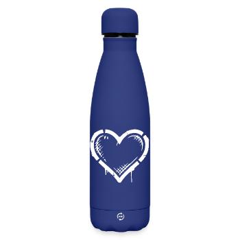 Heart Icon Vintage - Matte Insulated Water Bottle 500 ml - dark blue  - Front