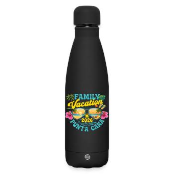 Familienurlaub Punta Cana 2026 Retro-Kreuzfahrtreise - Matte Thermosflasche 500 ml - Schwarz - Vorne