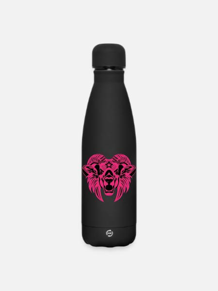 Tête d’animal – Animal mythique, Animal, Lion, Chèvre, Bélier, Bouc - Bouteille isotherme SOFT TOUCH 500 ml - noir