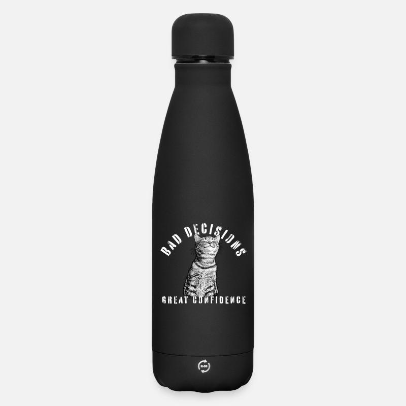 Bad Decisions – Good Confidence Katze - Matte Thermosflasche 500 ml - Schwarz