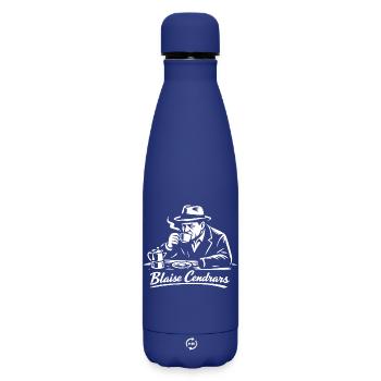Cafe Noir Portrait of Blaise Cendrars - Matte Insulated Water Bottle 500 ml - dark blue  - Front