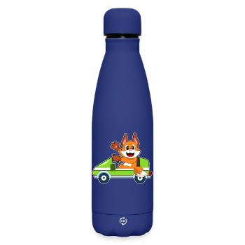 Fuchs Auto - Matte Thermosflasche 500 ml - Dunkelblau  - Vorne