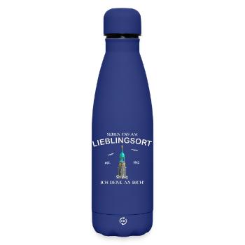 Ich denk an dich, Lieblingsort, Hamburger Michel - Matte Thermosflasche 500 ml - Dunkelblau  - Vorne