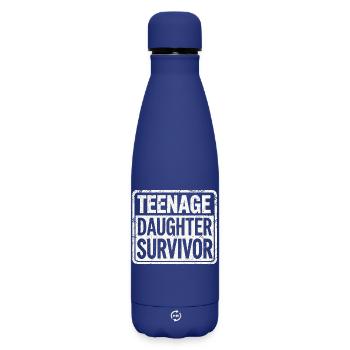 Teenage Daughter Survivor – Funny Parent Design - Matte Insulated Water Bottle 500 ml - dark blue  - Front