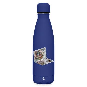 Transparente CAD-Schaltkreiskunst beim Laptop - Matte Thermosflasche 500 ml - Dunkelblau  - Vorne