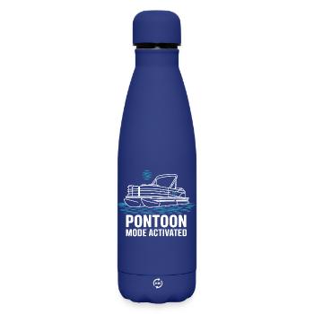 Pontoon Mode Activated Pontoon Boat Summer - Matte Insulated Water Bottle 500 ml - dark blue  - Front