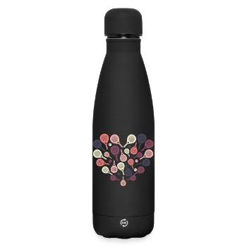 Padel Racket Heart  – Sport & Herz - Matte Thermosflasche 500 ml - Schwarz - Vorne