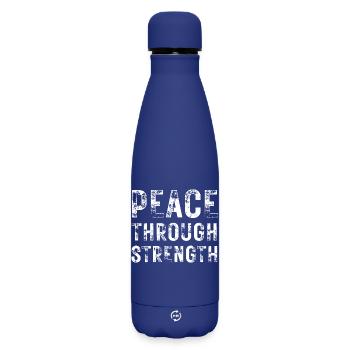 Frieden durch Stärke - Matte Thermosflasche 500 ml - Dunkelblau  - Vorne