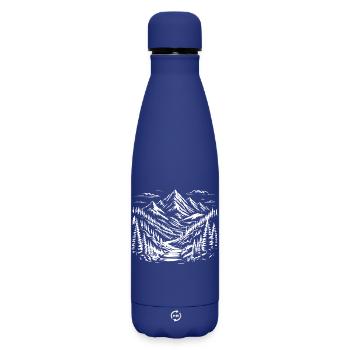 Bergskizzenlandschaft - Matte Thermosflasche 500 ml - Dunkelblau  - Vorne