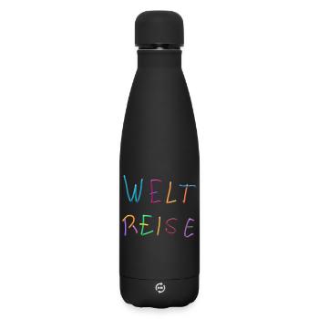 Weltreise Knetbuchstaben Farbenspiel - Matte Thermosflasche 500 ml - Schwarz - Vorne