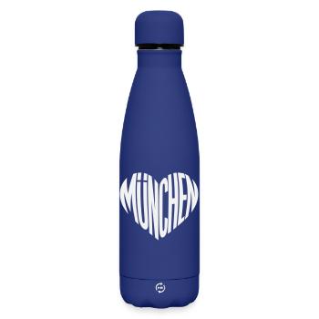 Munich Heart Silhouette - Design Color Variable - Matte Insulated Water Bottle 500 ml - dark blue  - Front