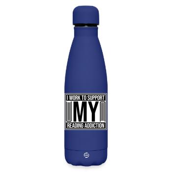 I Work To Support My Reading Addiction Bücher Logo - Matte Thermosflasche 500 ml - Dunkelblau  - Vorne