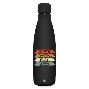 Ukulele Motivation Vintage Look - Matte Thermosflasche 500 ml - Schwarz - Vorne