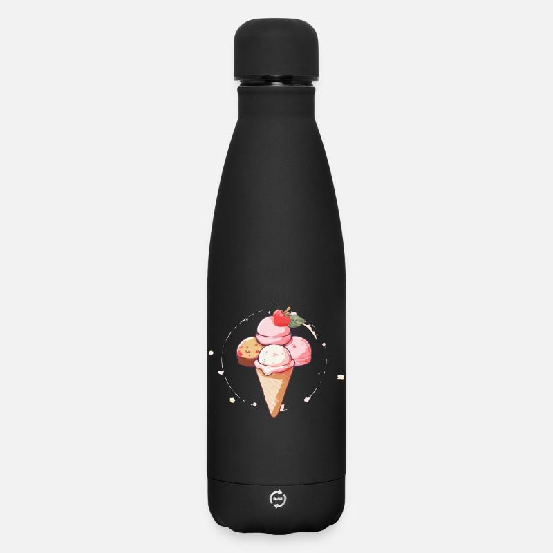 IceCream - Matte Panorama Thermosflasche 500 ml - Schwarz