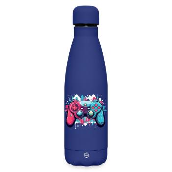 Game Controllers - Matte Insulated Water Bottle 500 ml - dark blue  - Front