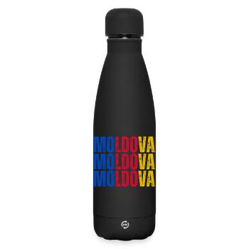 Moldauische Flagge, Moldauischer Stolz - Matte Thermosflasche 500 ml - Schwarz - Vorne