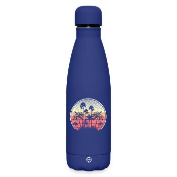 Tropische Sonnenuntergang Palmen Silhouette - Matte Thermosflasche 500 ml - Dunkelblau  - Vorne