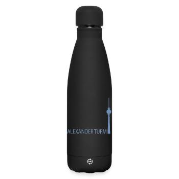 Minimalistisch Silhouette des Berliner Fernsehturm - Matte Thermosflasche 500 ml - Schwarz - Vorne