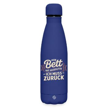 My bed has called – I have to go back - Matte Insulated Water Bottle 500 ml - dark blue  - Front