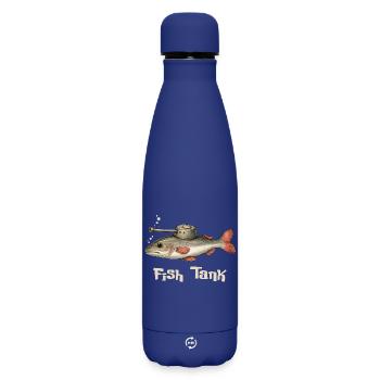 Aquarium – Jeu de mots drôles de poissons - Bouteille isotherme SOFT TOUCH 500 ml - bleu foncé  - Devant
