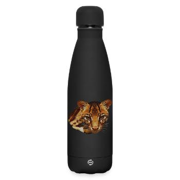 Ocelot Head, Big Cat, Animal Faces - Matte Insulated Water Bottle 500 ml - black - Front
