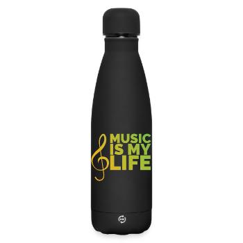 music is my life music Musicien Piano GItarre Logo - Bouteille isotherme SOFT TOUCH 500 ml - noir - Devant