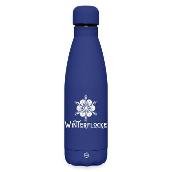 Winter Flake - Vocabulary - Forgotten Words - Matte Insulated Water Bottle 500 ml - dark blue  - Front
