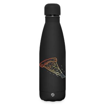 Retro Pizza Scheibe Skizze - Matte Thermosflasche 500 ml - Schwarz - Vorne