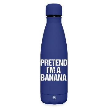 Faire semblant d’être une banane Drôle Paresseux Nourriture d’Halloween - Bouteille isotherme SOFT TOUCH 500 ml - bleu foncé  - Devant
