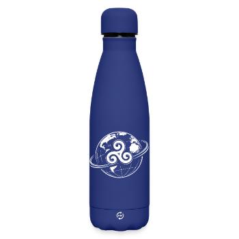 Bretonischer Triskel Globe Keltische Bretagne - Matte Thermosflasche 500 ml - Dunkelblau  - Vorne