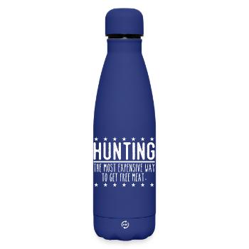 Jäger Lustiger Spruch – Gratis Fleisch Design - Matte Thermosflasche 500 ml - Dunkelblau  - Vorne