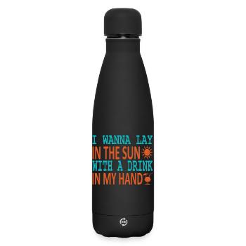 Allonge-toi au soleil, verre à la main - Bouteille isotherme SOFT TOUCH 500 ml - noir - Devant