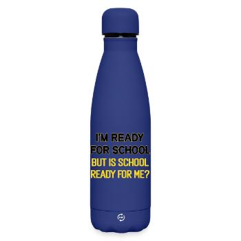 Humorous Back to School Quote Design - Matte Insulated Water Bottle 500 ml - dark blue  - Front