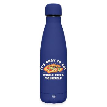 c'est bien de manger une pizza entière toi-même - Bouteille isotherme SOFT TOUCH 500 ml - bleu foncé  - Devant
