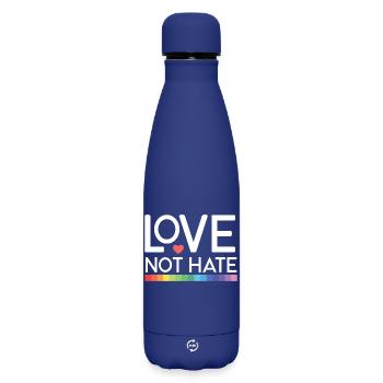 LGBT Pride Month - Love not Hate - Matte Insulated Water Bottle 500 ml - dark blue  - Front
