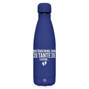 Tante 2026 loading - Werdende Patentante - Matte Thermosflasche 500 ml - Dunkelblau  - Vorne
